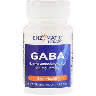 ГАМК для памяти, GABA, Enzymatic Therapy, 250 мг, 60 растительных капсул