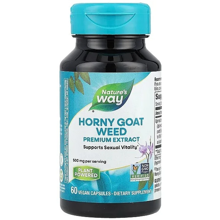 Сексуальное здоровье (горянка), Horny Goat Weed, Nature's Way, стандартизированная, 500 мг, 60 капсул: цены и характеристики