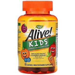 Мультивитамины для детей, Multi-Vitamin for Children, Nature's Way, Alive!, вишня, апельсин и виноград, 60 жевательных конфет