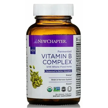Комплекс вітамінів гупи B, Vitamin B Complex, New Chapter, ферментований, 30 веганських пігулок: ціни та характеристики