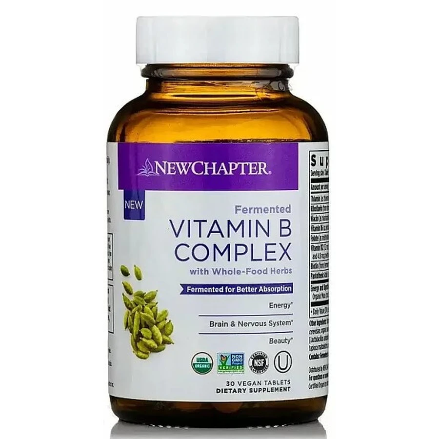 Комплекс вітамінів гупи B, Vitamin B Complex, New Chapter, ферментований, 30 веганських пігулок: ціни та характеристики
