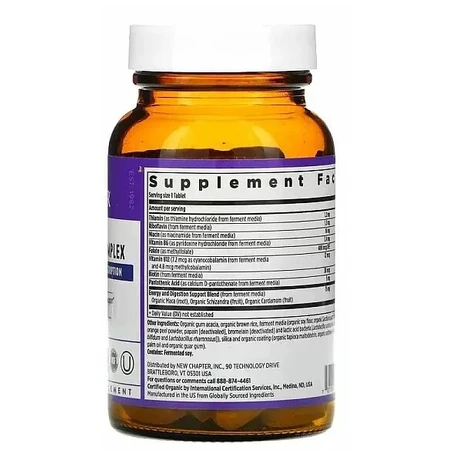 Комплекс вітамінів гупи B, Vitamin B Complex, New Chapter, ферментований, 30 веганських пігулок: ціни та характеристики
