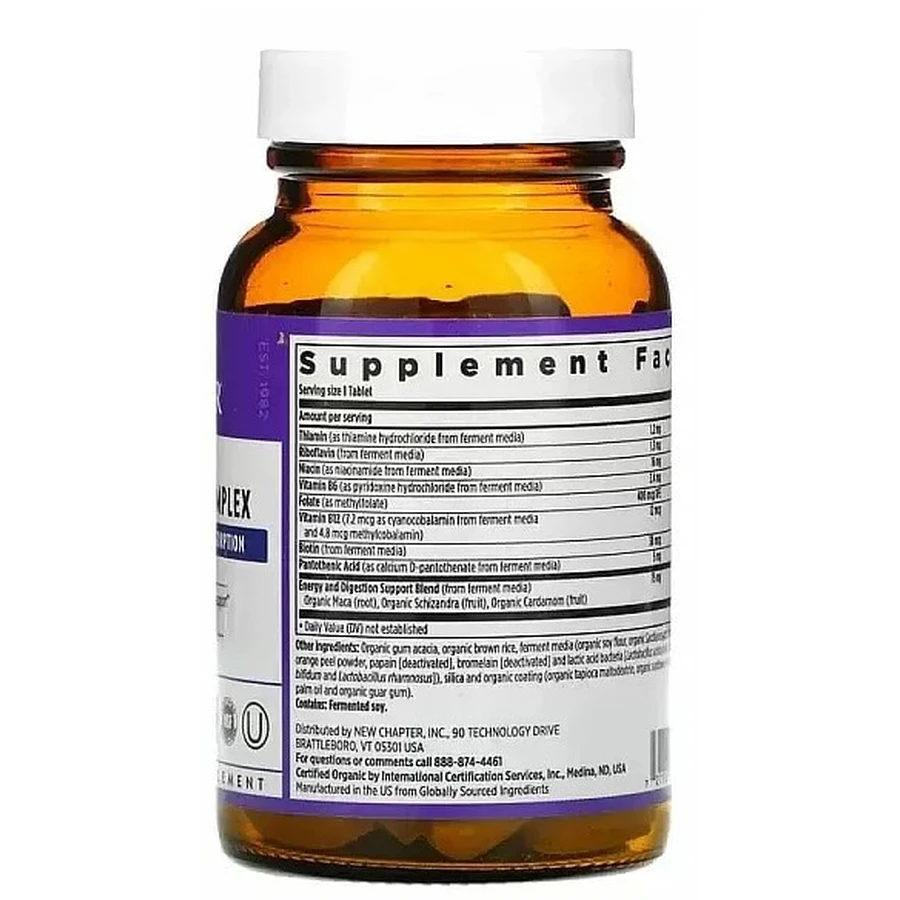 Комплекс вітамінів гупи B, Vitamin B Complex, New Chapter, ферментований, 30 веганських пігулок: ціни та характеристики