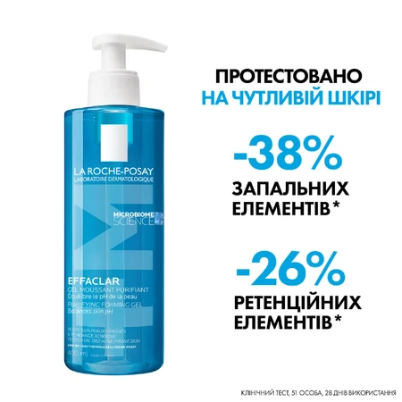Гель-мус La Roche-Posay Effaclar +М для очищення жирної і проблемної шкіри, 400 мл: ціни та характеристики