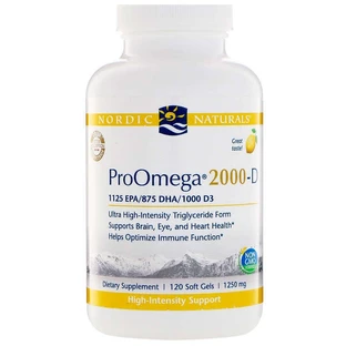 Омега-3+витамин D-3, улучшенное поглощение, ProOmega-D, Nordic Naturals, лимон, 1250 мг, 120 мягких капсул