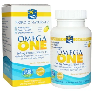 Омега, Omega One, Nordic Naturals, лимонный вкус, 30 капсул.