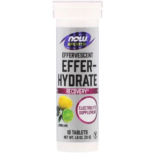Электролиты, Effer-Hydrate, Now Foods, Sports, с лимонно-лаймовым вкусом, 10 таблетоки