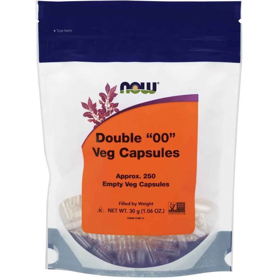 Порожні капсулии "00", Double "00"Veg Capsules, Now Foods, подвійні, 250 порожніх вегетаріанських капсул: ціни та характеристики