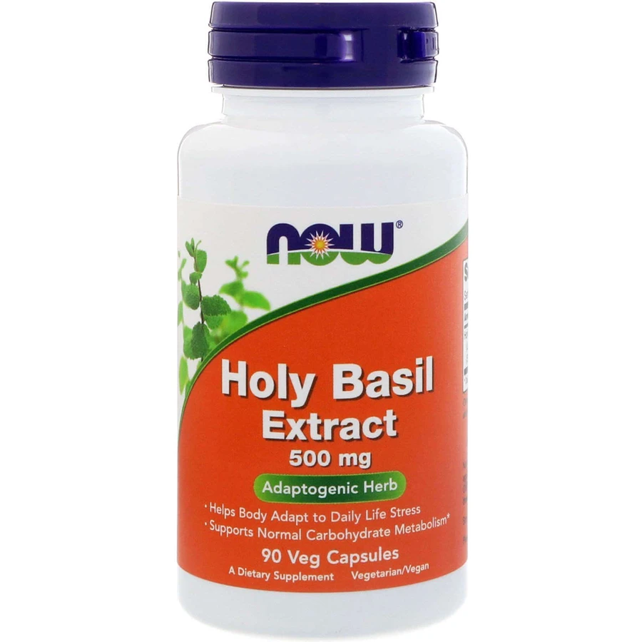 Базилик священный, экстракт, Holy Basil, Now Foods, 500 мг, 90 вегетарианских капсул: цены и характеристики