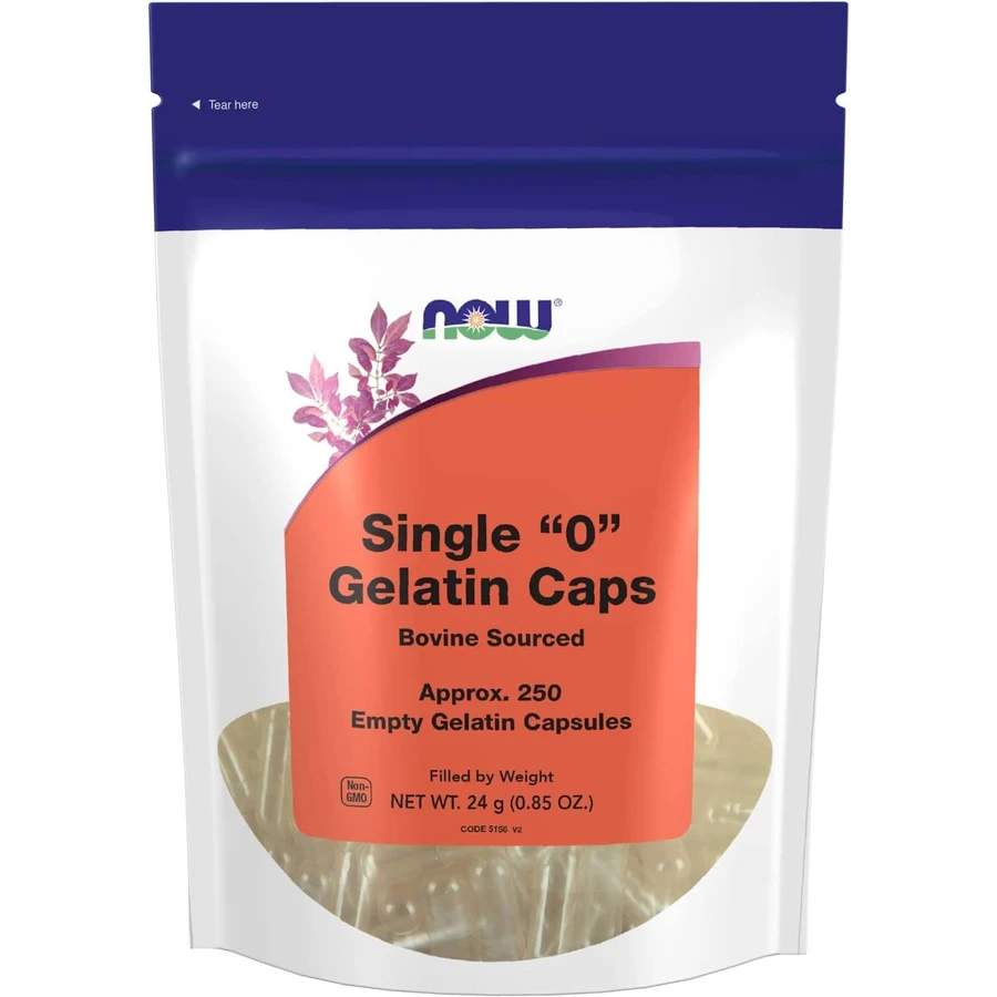 Порожні капсули "0", Single "0" Gelatin Caps, Now Foods, 250 порожніх желатинових капсул (24 г): ціни та характеристики