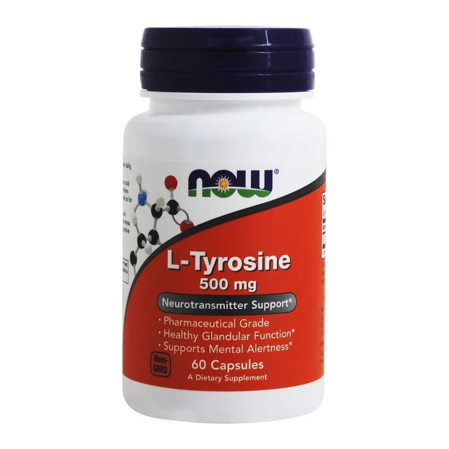 Тирозин, L-Tyrosine, Now Foods, 500 мг, 60 капсул: ціни та характеристики