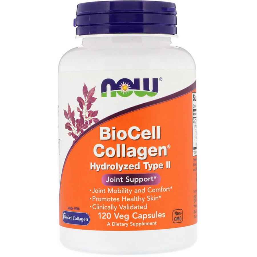 Коллаген Биосил тип II, BioCell Collagen, Now Foods, гидролизованный, 120 вегетарианских капсул: цены и характеристики