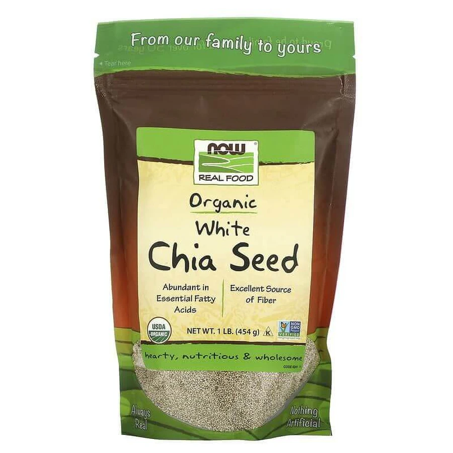 Насіння Чіа, Chia Seed, Now Foods, Real Food, біле, органік, 454 г: ціни та характеристики