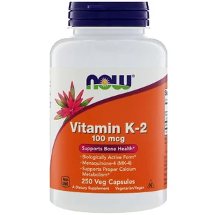 Витамин К2, Vitamin K2, Now Foods, 100 мкг, 250 капсул