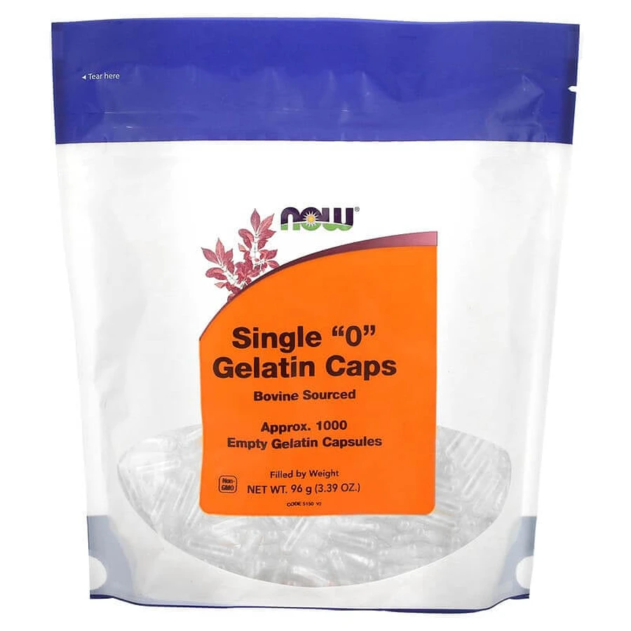 Пустые капсулы "0", Single "0" Gelatin Caps, Now Foods, 1000 пустых желатиновых капсул (96 г): цены и характеристики