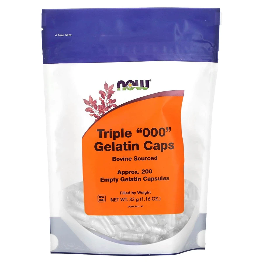 Порожні капсулии "000", Triple "000" Gelatin Caps, Now Foods, 200 порожніх желатинових капсули (33 г): ціни та характеристики