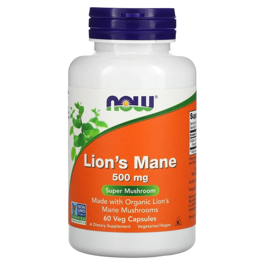 Ежовик гребенчатый, Lion's Mane, Now Foods, 500 мг, 60 растительных капсул: цены и характеристики