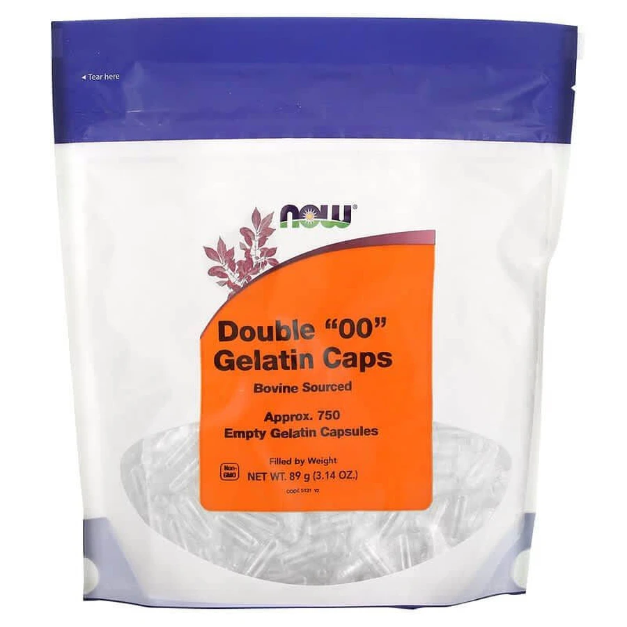 Порожні капсули "00", Double "00" Gelatin Caps, Now Foods, 750 порожніх желатинових капсул (89 г): ціни та характеристики