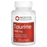 Таурин, Taurine, Protocol for Life Balance, 1000 мг, 100 веганских капсул