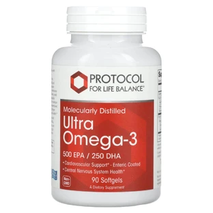 Омега-3 Ультра, Ultra Omega-3, Protocol for Life Balance, молекулярно дистиллированная, 500 ЭПК/250 ДГК, 90 гелевых капсул