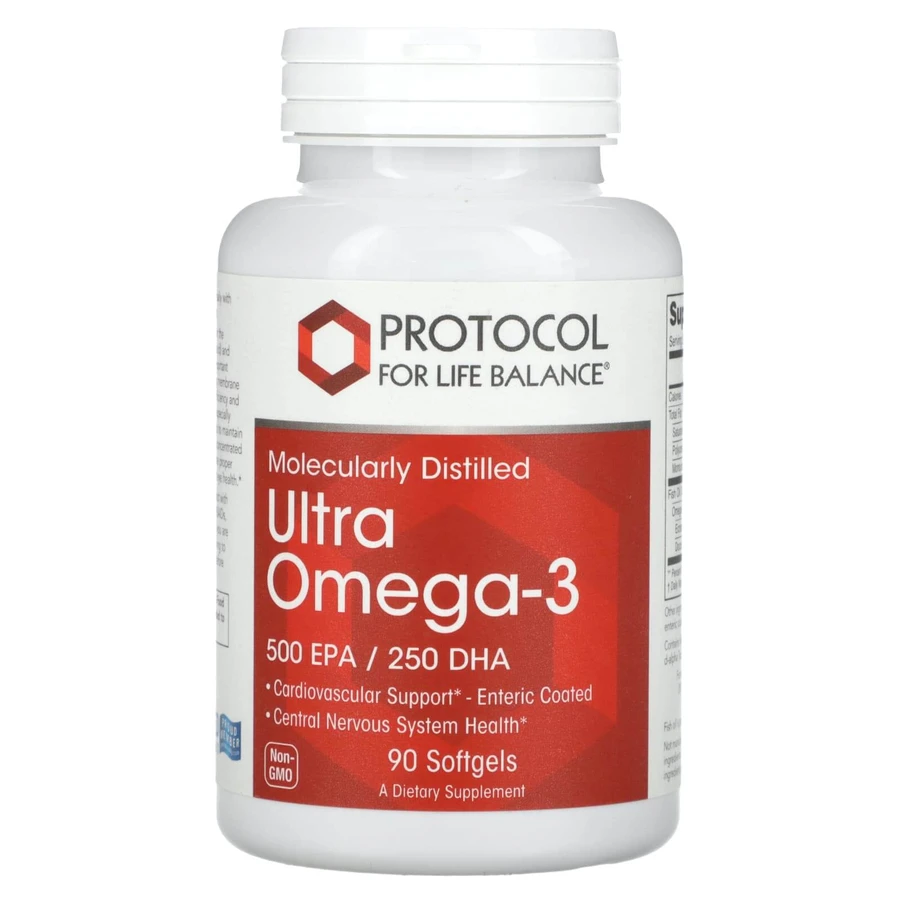 Омега-3 Ультра, Ultra Omega-3, Protocol for Life Balance, молекулярно дистиллированная, 500 ЭПК/250 ДГК, 90 гелевых капсул: цены и характеристики