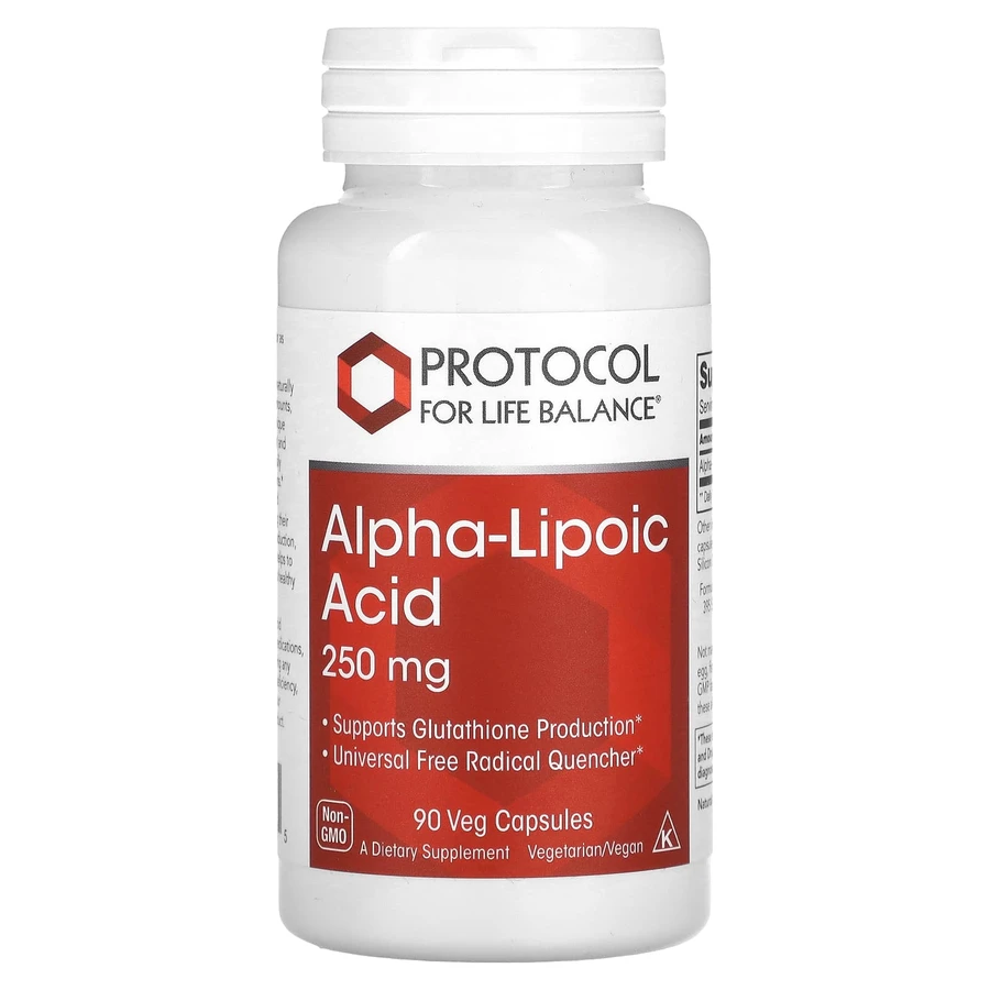 Альфа-липоевая кислота, Alpha-Lipoic Acid, Protocol for Life Balance, 250 мг, 90 веганских капсул: цены и характеристики