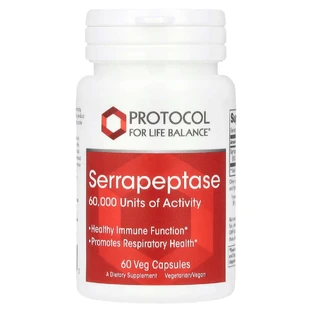 Серрапептаза, Serrapeptase, Protocol for Life Balance, 60 веганских капсул