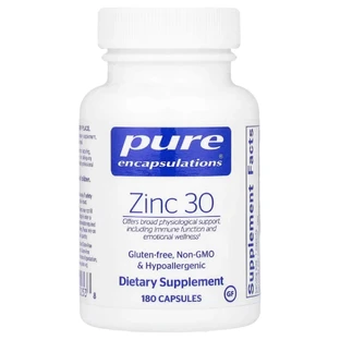 Цинк, Zinc, Pure Encapsulations, 30 мг, 180 капсул