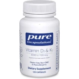Витамины D3 и K2, Vitamin D3 & K2, Pure Encapsulations, поддержка здоровья костей и сосудов, 120 капсул