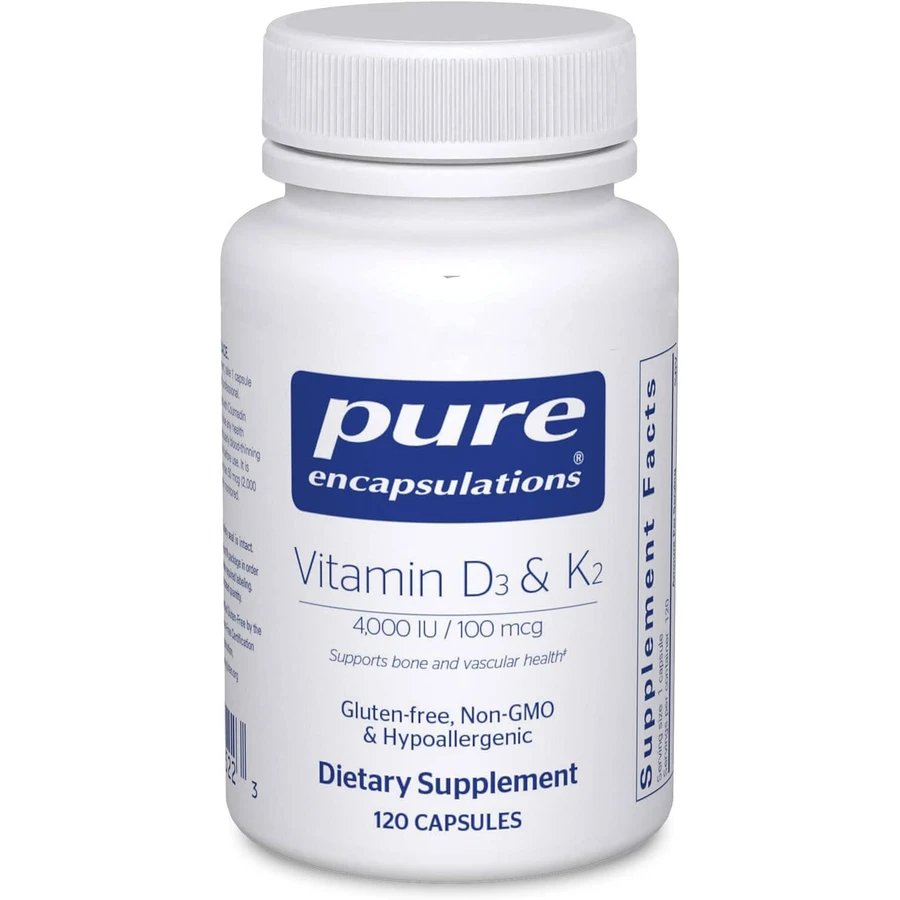 Витамины D3 и K2, Vitamin D3 & K2, Pure Encapsulations, поддержка здоровья костей и сосудов, 120 капсул: цены и характеристики