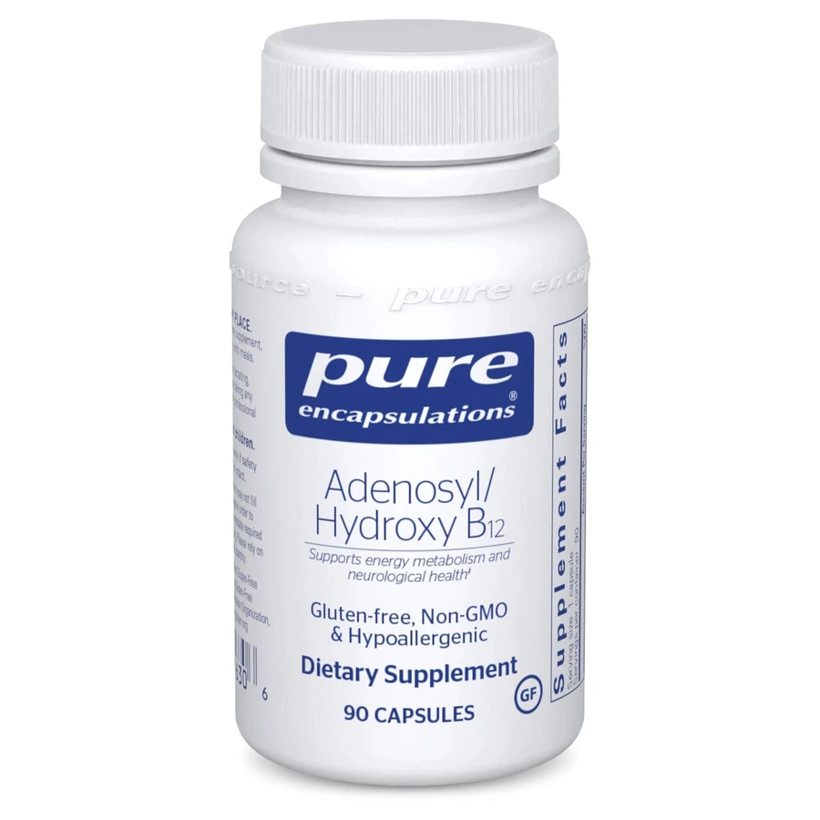 Вітамін B12, Adenosyl/Hydroxy B12, Pure Encapsulations, у формі аденозилкобаламіну та гідроксикобаламіну, 2000 мкг, 90 капсул: ціни та характеристики