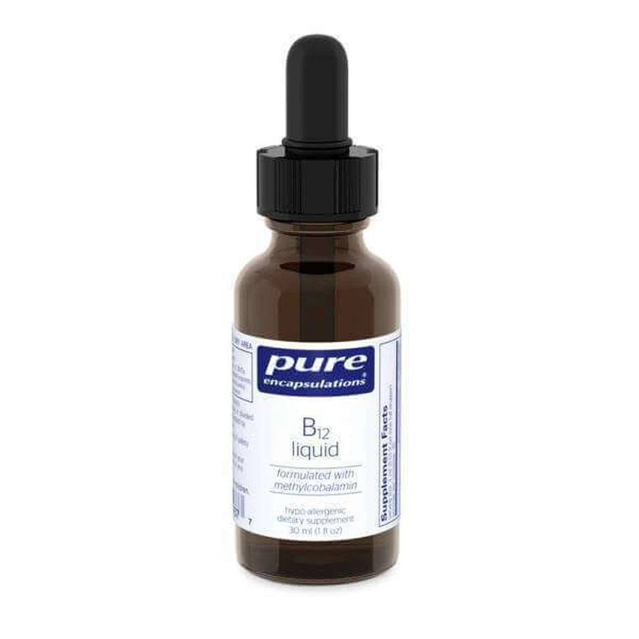 Вітамін B12 (рідина), метилкобаламін, B12 liquid, Pure Encapsulations, для здоров'я нервів і когнітивної функції 1000 мкг, 30 мл: ціни та характеристики