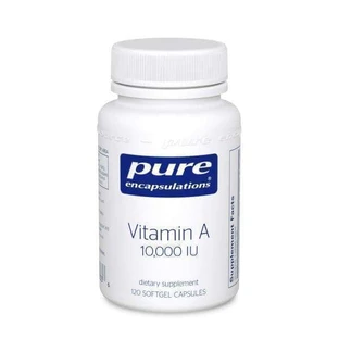 Вітамін A, Vitamin A, Pure Encapsulations, з масла печінки тріски, підтримує імунне і клітинне здоров'я, зір, кістки, шкіру і репродуктивну функцію, 10,000 МО, 120 капсул