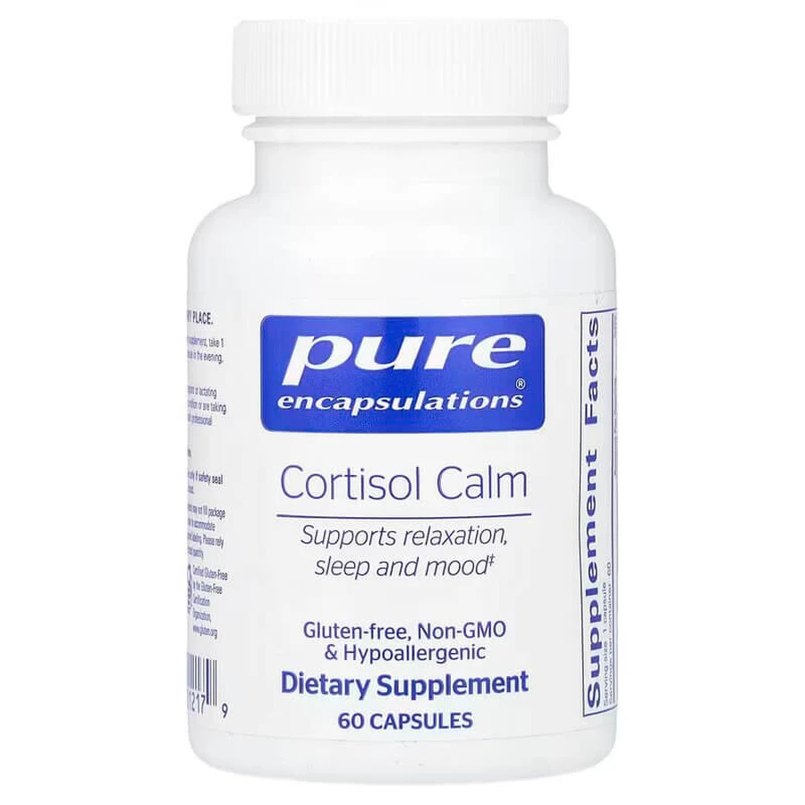 Кортизол, Cortisol Calm, Pure Encapsulations, для поддержания здорового уровня, 60 капсул: цены и характеристики