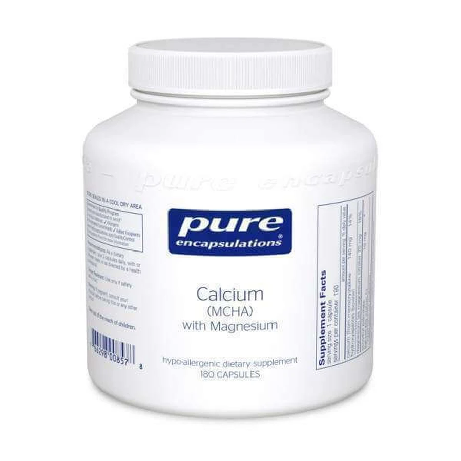 Кальцій (MCHA) з магнієм, Calcium (MCHA) with Magnesium, Pure Encapsulations, 180 капсул: ціни та характеристики