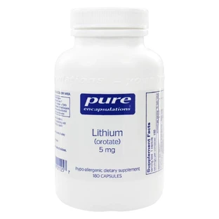 Літій (оротат), Lithium (Orotate), Pure Encapsulations, 5 мг, 180 капсул