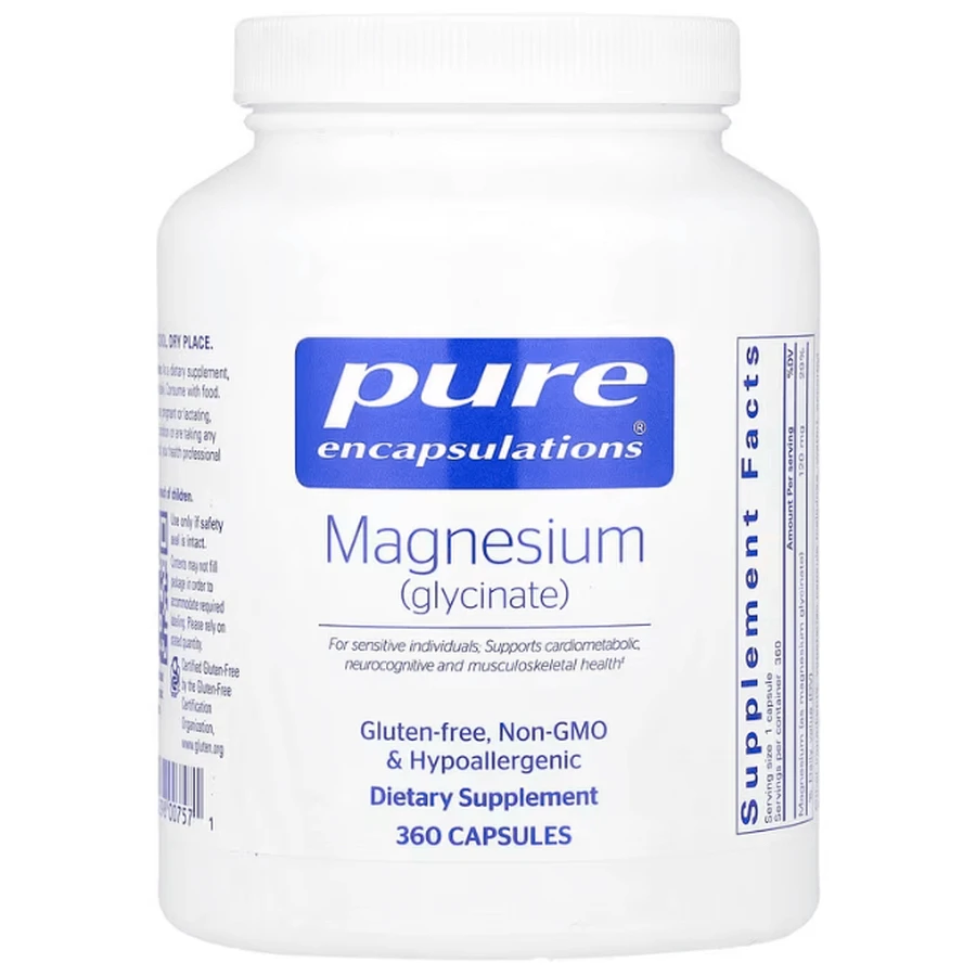 Магний глицинат, Magnesium (glycinate), Pure Encapsulations, 360 капсул: цены и характеристики