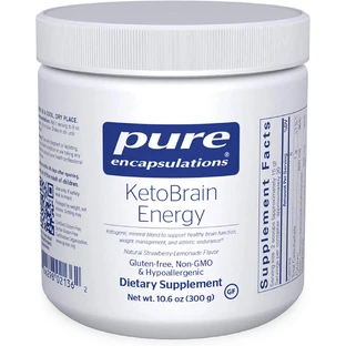 Кетоны для энергии мозга и спортивной выносливости, KetoBrain Energy, Pure Encapsulations, клубнично-лимонадный вкус, 300 г