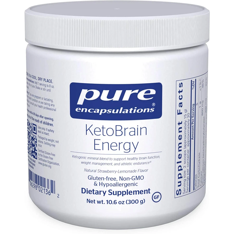 Кетоны для энергии мозга и спортивной выносливости, KetoBrain Energy, Pure Encapsulations, клубнично-лимонадный вкус, 300 г: цены и характеристики