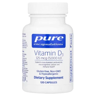 Витамин D3, Vitamin D3, Pure Encapsulations, 5000 МЕ, 120 капсул