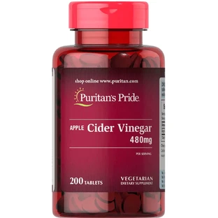 Яблучний оцет, Apple Cider Vinegar, Puritan's Pride, 480 мг, 200 таблеток