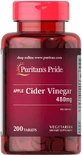 Яблучний оцет, Apple Cider Vinegar, Puritan's Pride, 480 мг, 200 таблеток