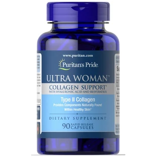 Ультра вумен, Коллаген 1000 мг с Гиалуроновой кислотой, Collagen Support 1000mg с Hyaluronic Acid, Puritan's Pride, 90 капсул