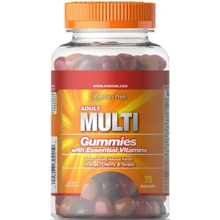 Мультивітаміни для дорослих, Adult Multivitamin Gummy, Puritan's Pride, зі смаком апельсин-виноград-вишня, 75 жувальних таблеток