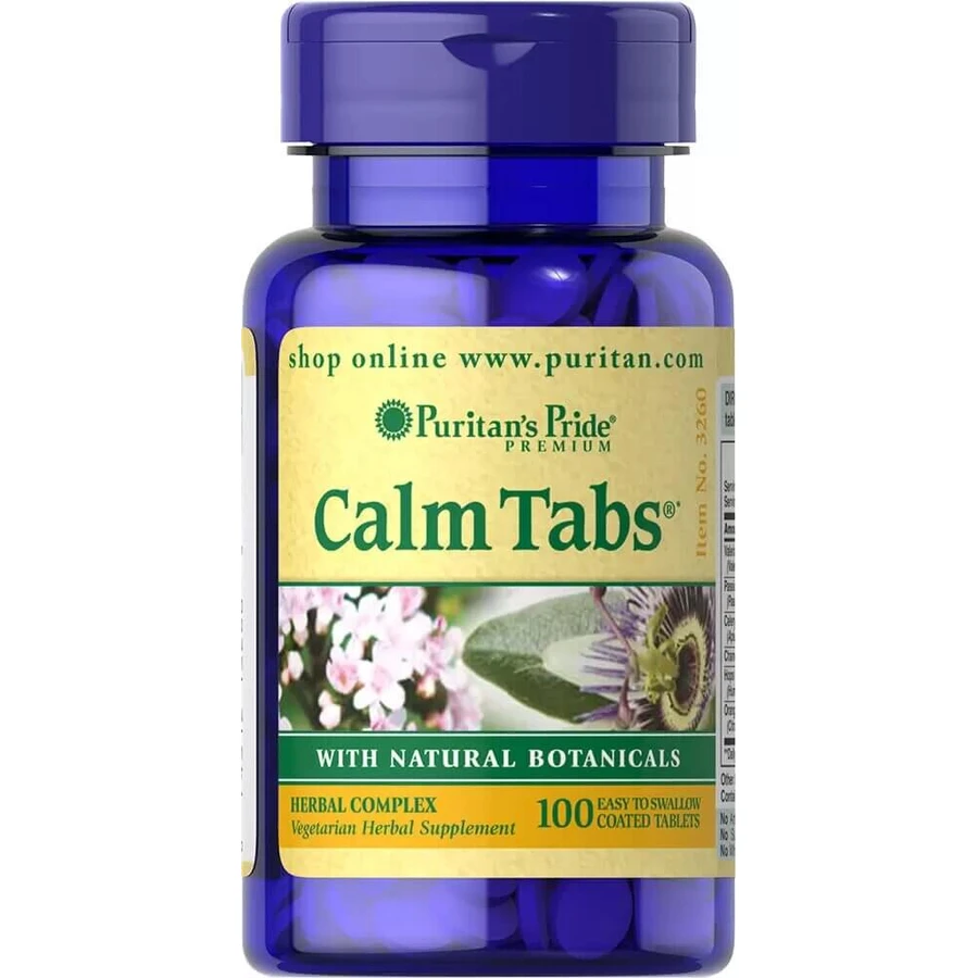 Трав'яна заспокійливе формула, Calm Tabs, Puritan's Pride, 100 таблеток: ціни та характеристики