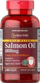 Жир лосося Омега-3, Омега-3 Salmon Oil, Puritan's Pride, 1000 мг (210 мг активного омега-3), 240 капсул
