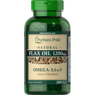 Льняное масло, Flax Oil, Puritan's Pride, 1200 мг, натуральное, 200 капсул