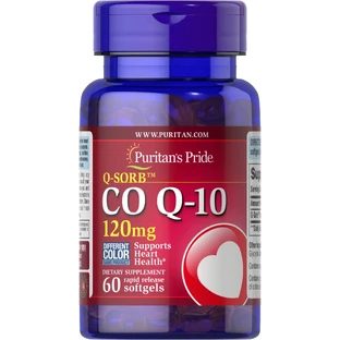 Коензим Q-10, Q-Sorb Co Q-10, Puritan's Pride, 120 мг, 60 капсул швидкого вивільнення