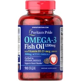 Омега-3 рыбий жир + витамин Д3, Omega-3 Fish Oil of Vitamin D3, Puritan's Pride, 1200/1000 МЕ, 90 капсул