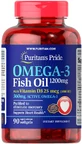 Омега-3 риб'ячий жир + вітамін Д3, Omega-3 Fish Oil of Vitamin D3, Puritan's Pride, 1200/1000 МО, 90 капсул